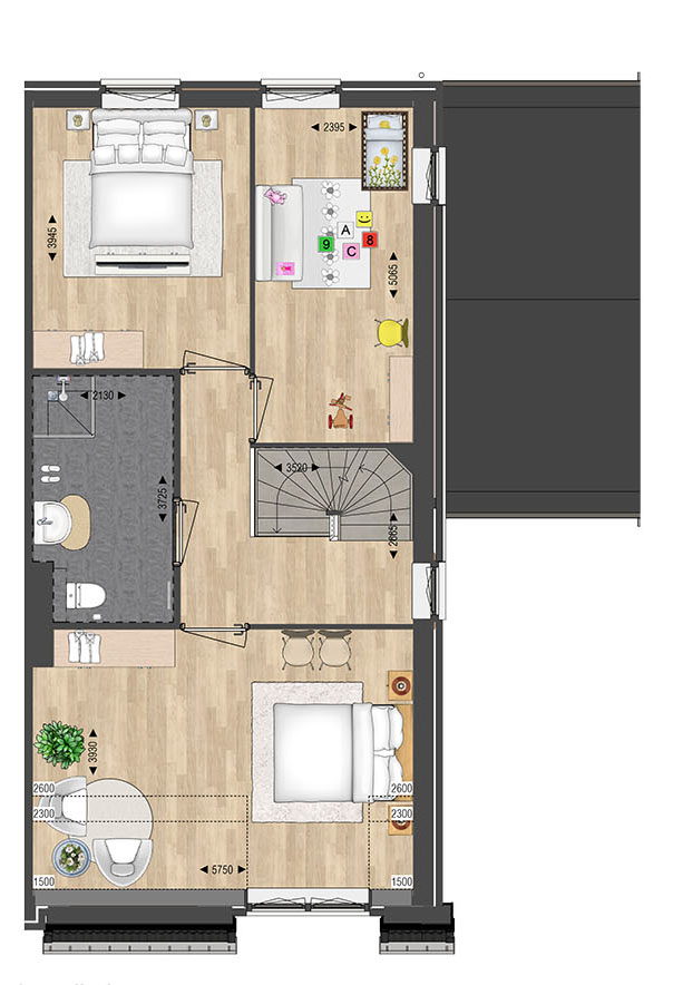 Ouderkerk aan den IJssel – DRIE-ONDER-EEN-KAPWONING BUITENGOED 26 – Plattegrond 2