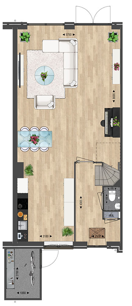 Ouderkerk aan den IJssel – DRIE-ONDER-EEN-KAPWONING BUITENGOED 27 – Plattegrond