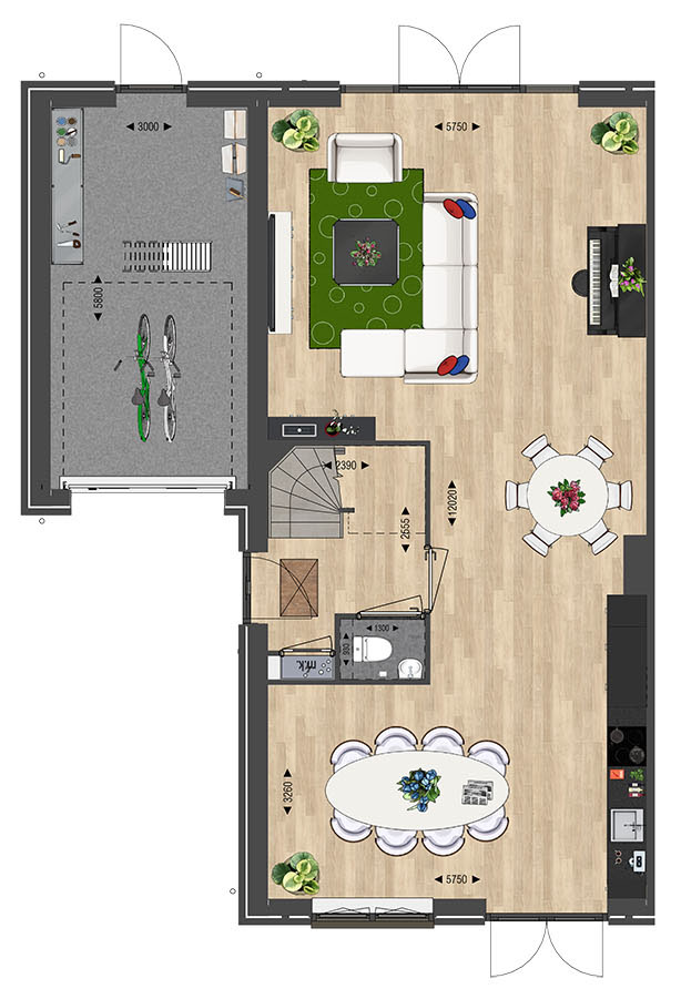 Ouderkerk aan den IJssel – DRIE-ONDER-EEN-KAPWONING BUITENGOED 28 – Plattegrond